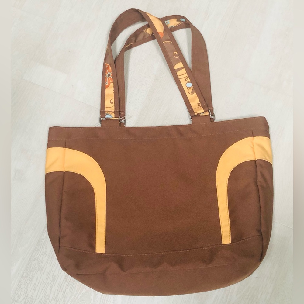 Jansport Brown and Yellow Floral Tote Bag - Picture 2 of 7